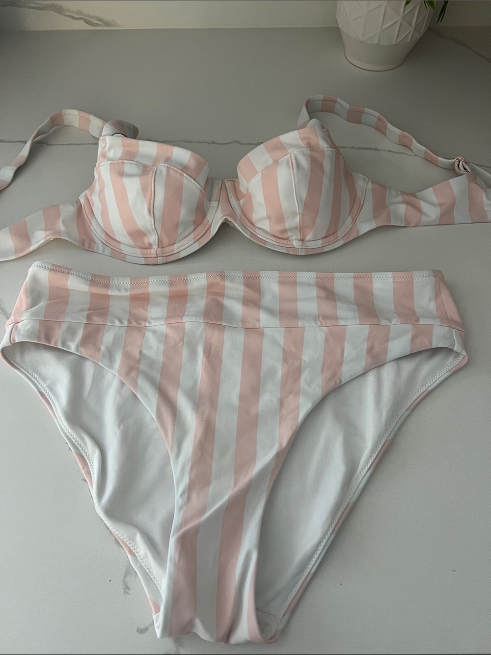 Victoria's Secret Pink and White Vertical Stripe Bikini